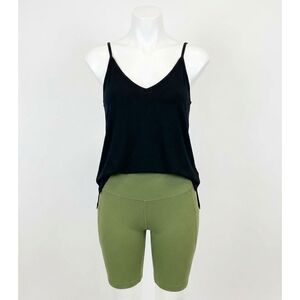 NEW ZENANA high rise wide waistband biker shorts in light olive